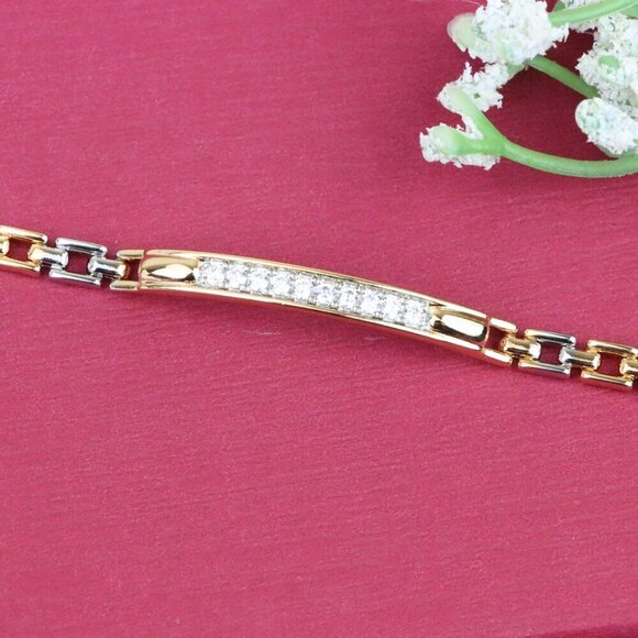 Elegant Rose Gold and Silver Bracelet with Sparkling CZ Accents, XPBL0691 - Picture 8 of 12